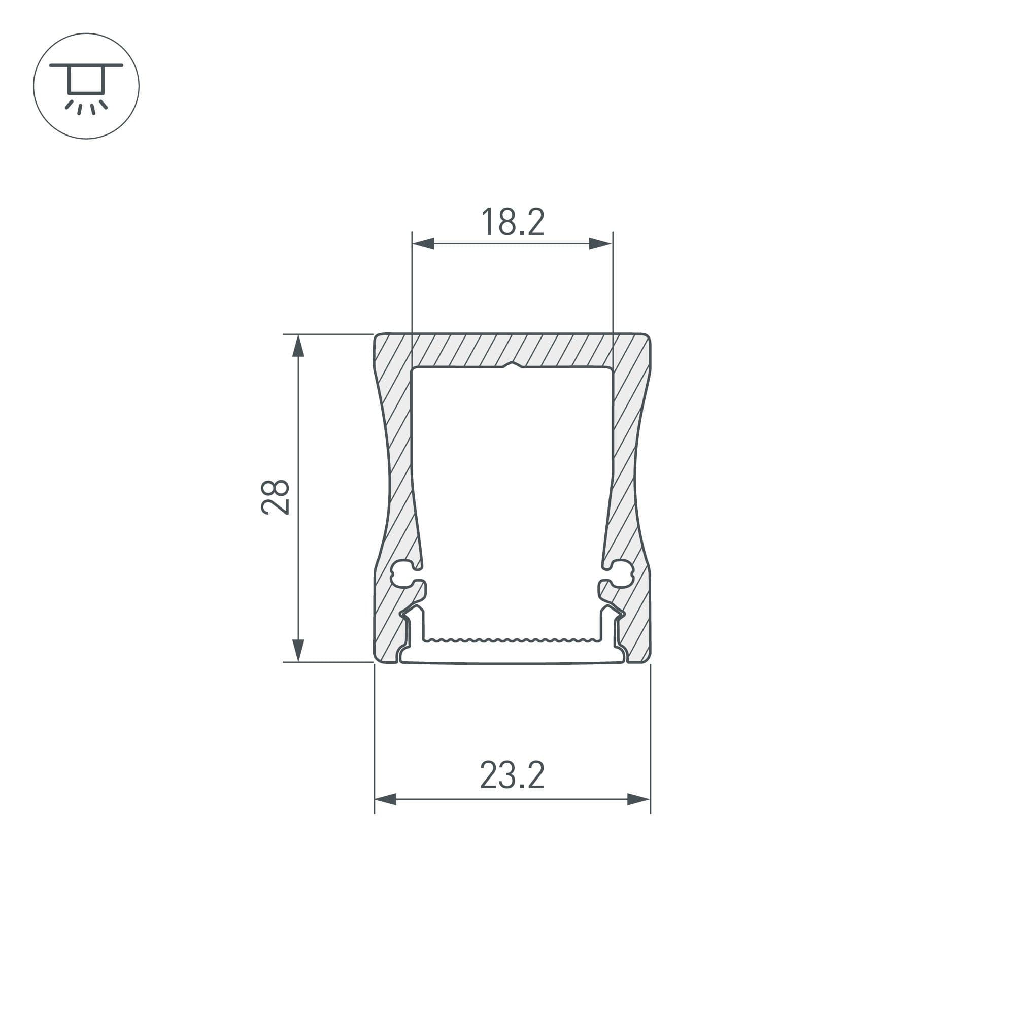 Arlight Профиль с экраном ALU-WIDE-H28-2000 ANOD+FROST (Алюминий) 014858 — миниатюра 3