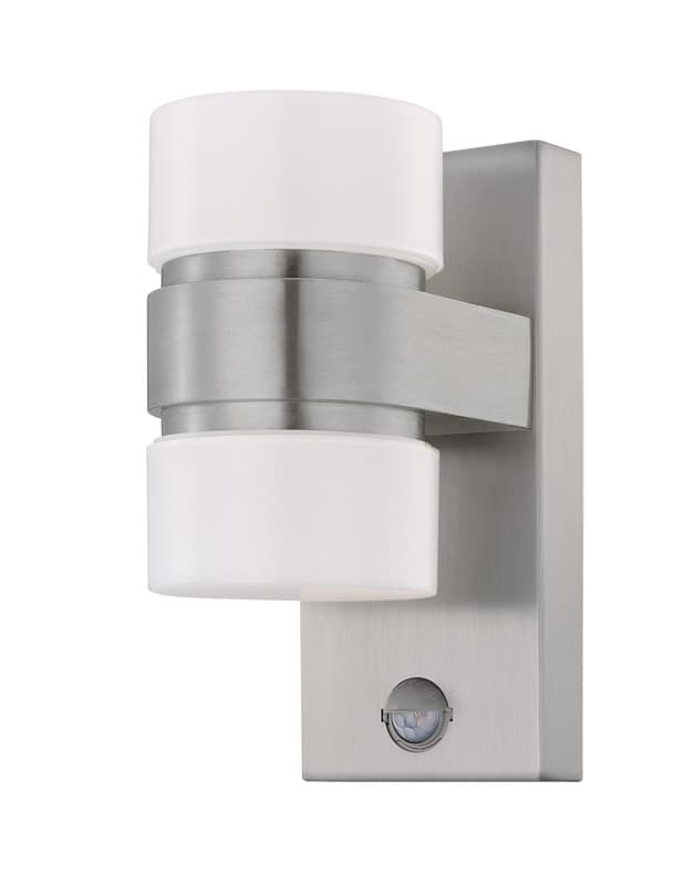 Eglo Светильник LED уличный настенный ATOLLARI с датч. движения, 2х6W (LED), H230, литой алюминий, серебряный/пластик, белый 96277