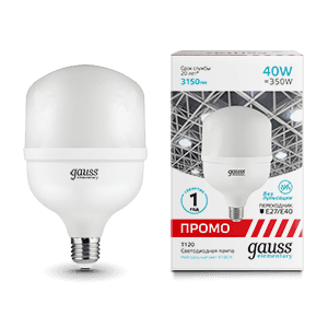 Gauss Лампа Elementary T120 40W 3150lm 4100K E27/E40 Promo LED 60424 — миниатюра 1