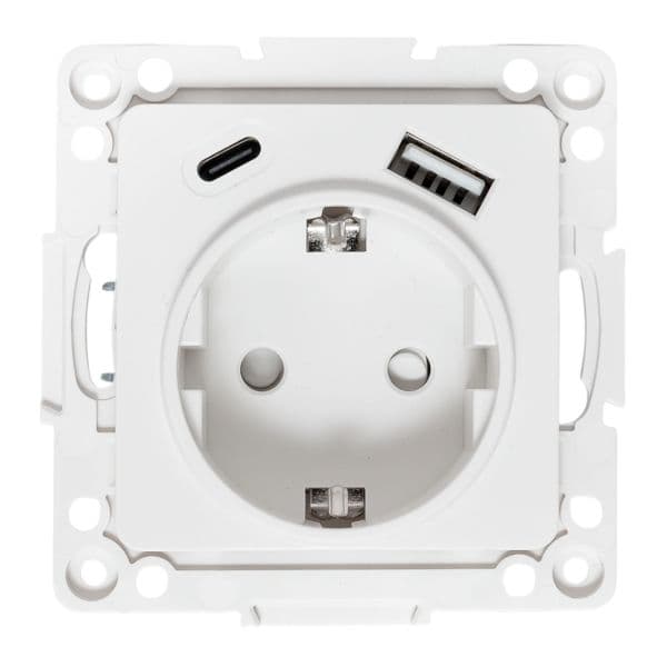 EKF Стокгольм Механизм Розетки 1-местной с/з, USB A+C 16А винтовые клеммы белый с защ. штор — миниатюра 9