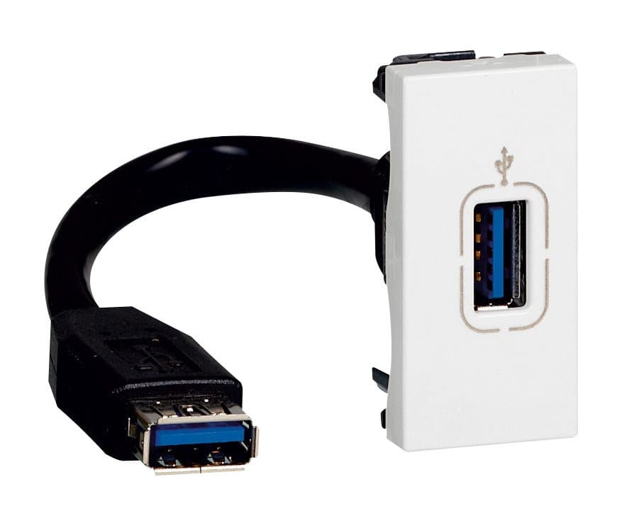 Legrand Mosaic Белая Розетка USB 1 мод оборудована шнуром 078746