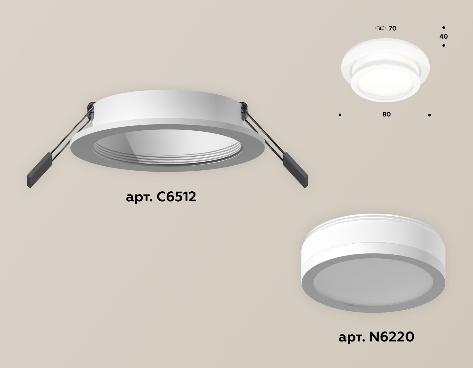 Ambrella Комплект встраиваемого светильника с акрилом XC6512060 SWH/FR белый песок/белый матовый MR16 GU5.3 (C6512, N6220) — миниатюра 2