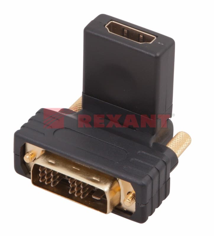 ПереходНИК шт.DVI-D - гн.HDMI поворотный GOLD Rexant 17-6812 — миниатюра 3
