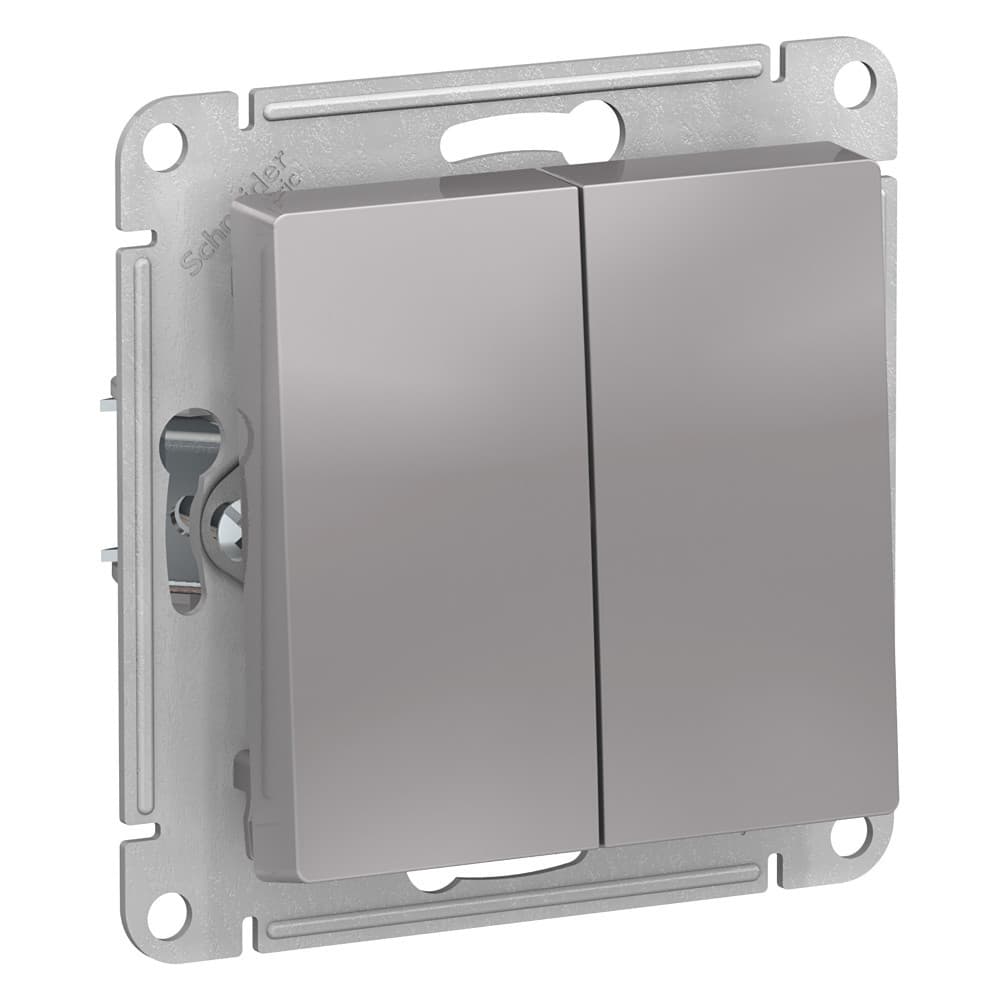 Systeme Electric AtlasDesign Алюминий Выключатель 2-клавишный с самовозвратом, сх.2, 10А, механизм
