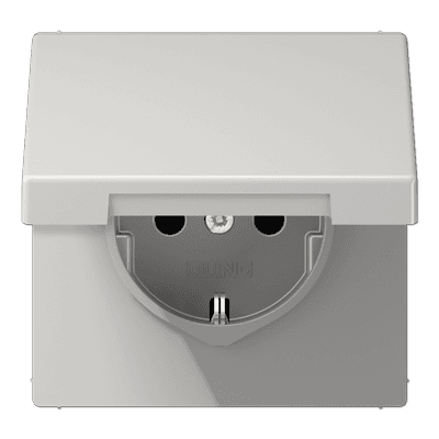 JUNG Штепсельная розетка SCHUKO 16A, 250V~  с крышкой, светло-серый LS1521KLLG