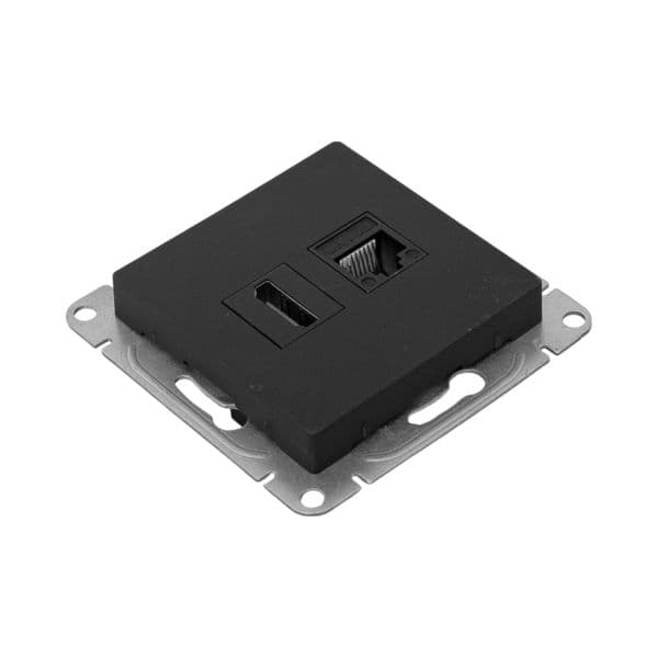 EKF Механизм розетки HDMI+RJ45 (cat5), чёрный Эпика — миниатюра 9