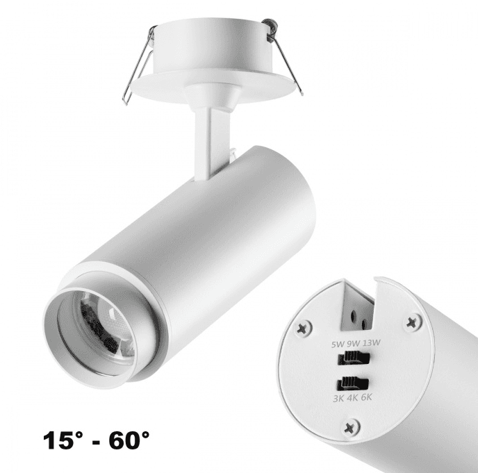 Novotech 359221 SPOT NT23 000 белый Светильник встраиваемый с перекл. цв. температуры, мощности IP20 LED 3000К\4000К\6000К 5W/9W/13W 220V NAIL