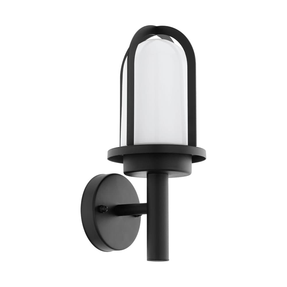 Eglo 97227 Уличный светильник настенный PAULLO, 1х40W(E27), L135, H345, гальв. сталь, черный/стекло, бел