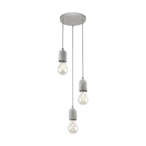 Eglo Подвес SILVARES, 3х60W(E27), Ø250, H1500, сталь, cерый/бетон, серый 95523 — миниатюра 1