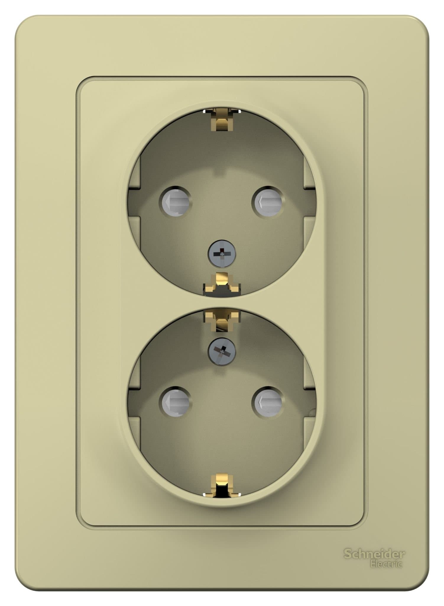 Systeme Electric Blanca внутр Беж Розетка 2-ая с/з со шторками, 16А, 250В — миниатюра 2