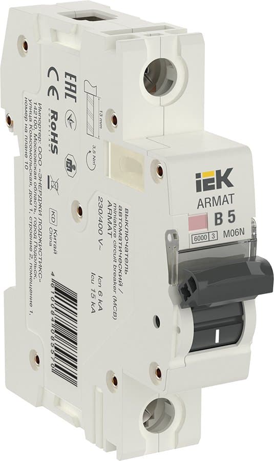 IEK ARMAT Автоматический выключатель M06N 1P B 5А AR-M06N-1-B005