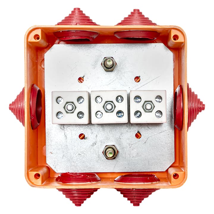EKF Коробка огнестойкая 100х100х50мм IP55, 3 двойных клеммника 1,5-2,5 мм2 — миниатюра 2