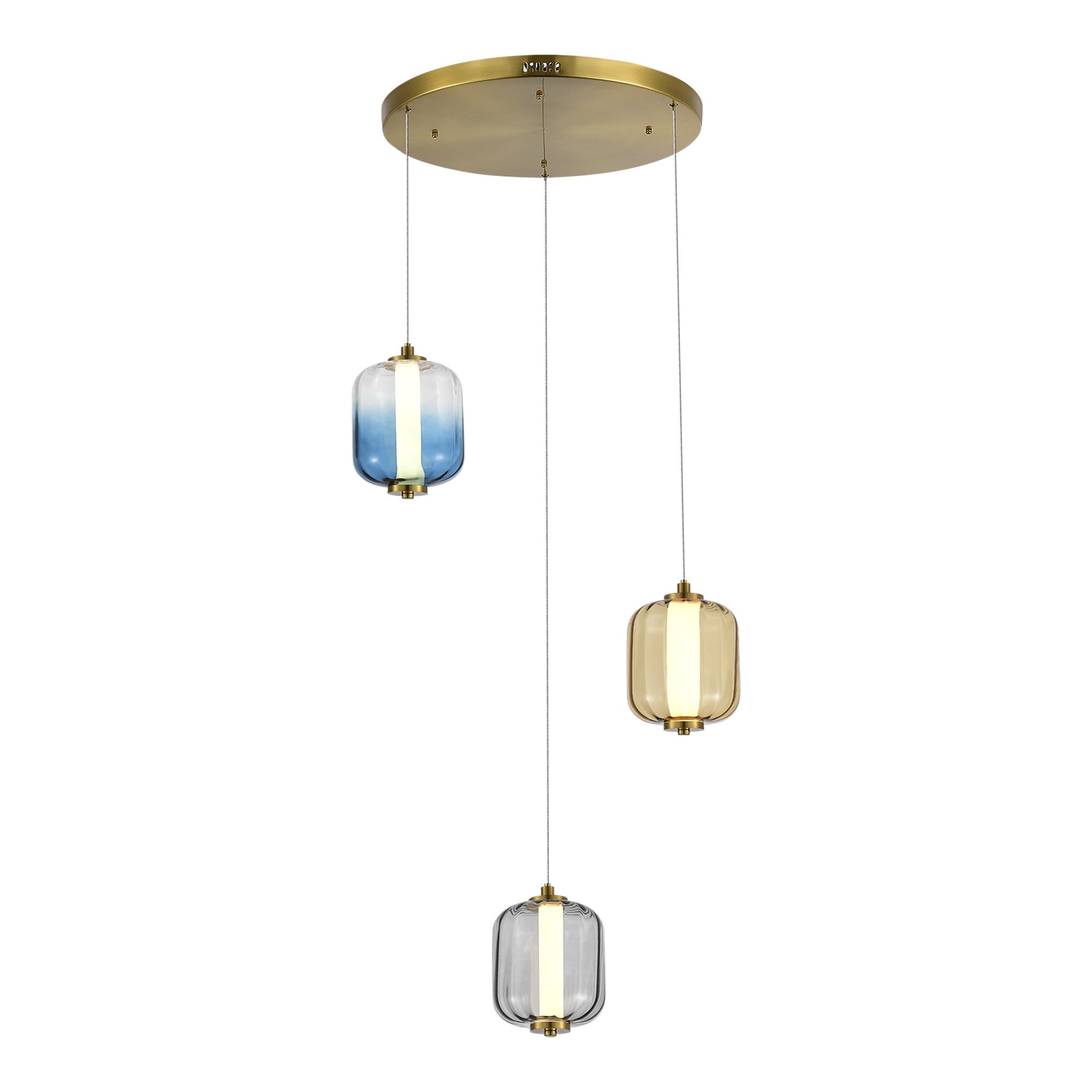 ST LUCE SL1193.303.03 Светильник подвесной Латунь/Янтарный,Дымчатый,Голубой LED 3*11W 3000K