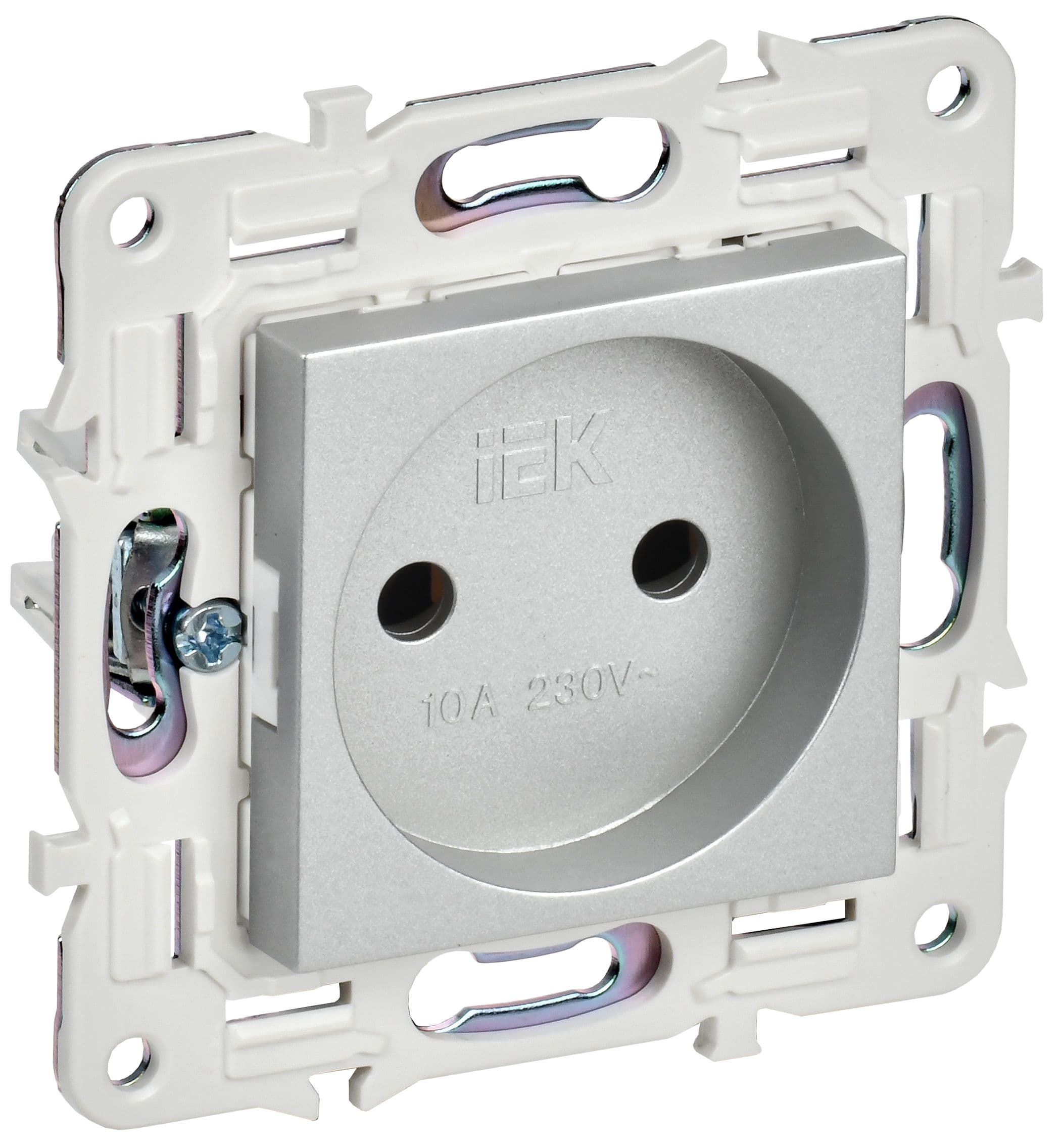 IEK SKANDY Серебряный Розетка б/з 10А SK-R02S
