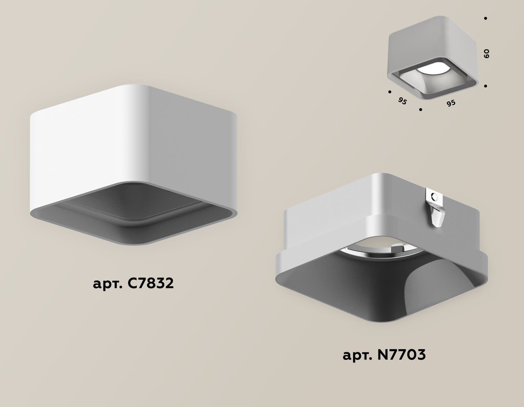Ambrella Комплект накладного светильника XS7832003 SWH/SSL белый песок/серебро песок MR16 GU5.3 (C7832, N7703) — миниатюра 2