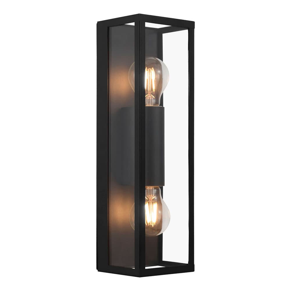 Eglo 99124 Бра AMEZOLA, 2х60W (E27), L110, B100, H380, сталь, черный/стекло, прозрачный