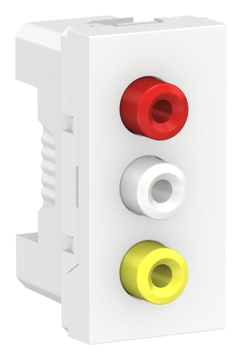 SE Unica Modular Бел Розетка 3 RCA, 2 модуля NU343118 — миниатюра 2