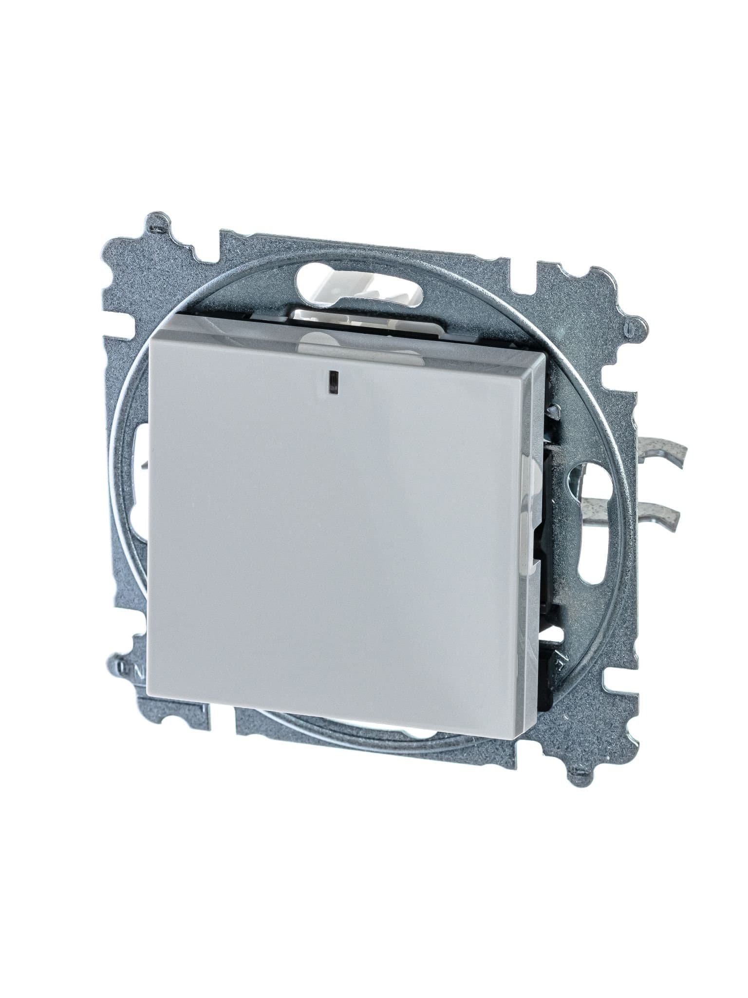 ABB EPJ Levit серый / белый Выключатель 1-клавишный с подсветкой 2CHH590146A6016 — миниатюра 2