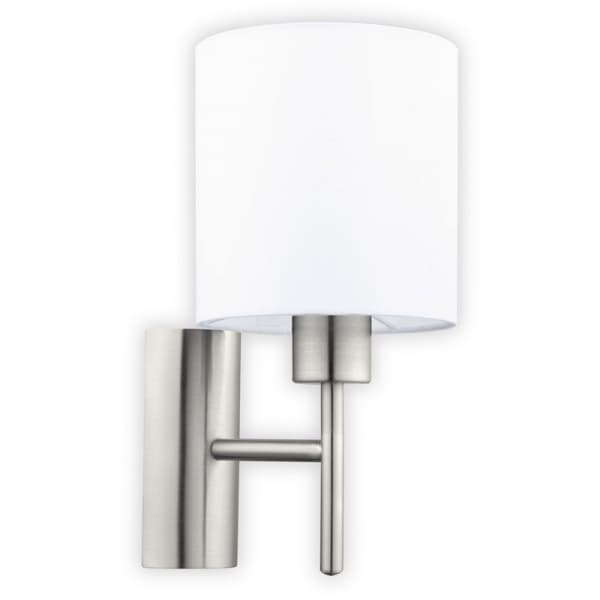 Eglo Бра PASTERI, 1х60W (E27), L145, H305, A195, никель мат./текстиль, белый 94924