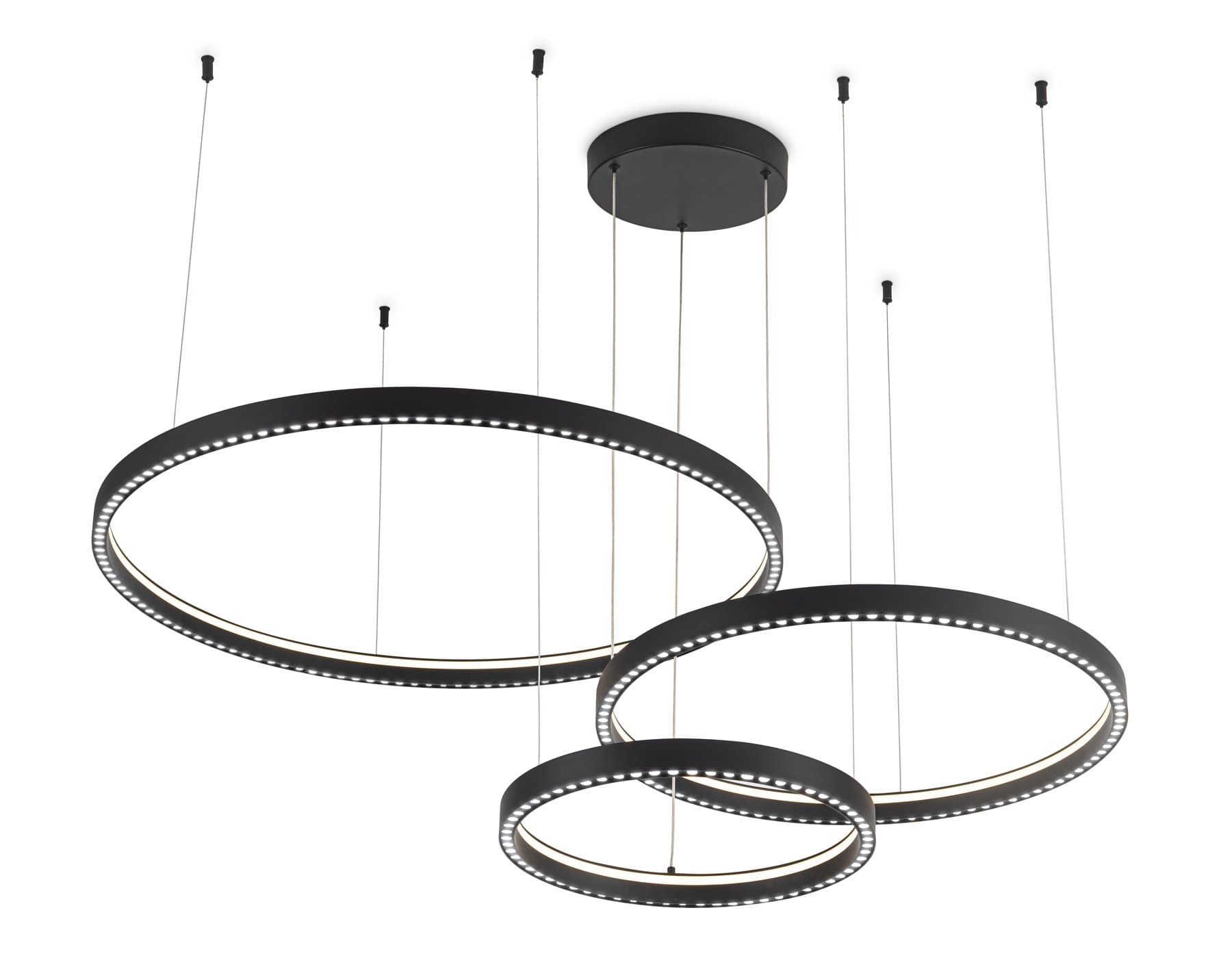Ambrella Светильник подвесной светодиодный FL5882/3 BK черный 90W 3000K/4200K/6400K D800/600/400*1070 (без ПДУ) — миниатюра 1