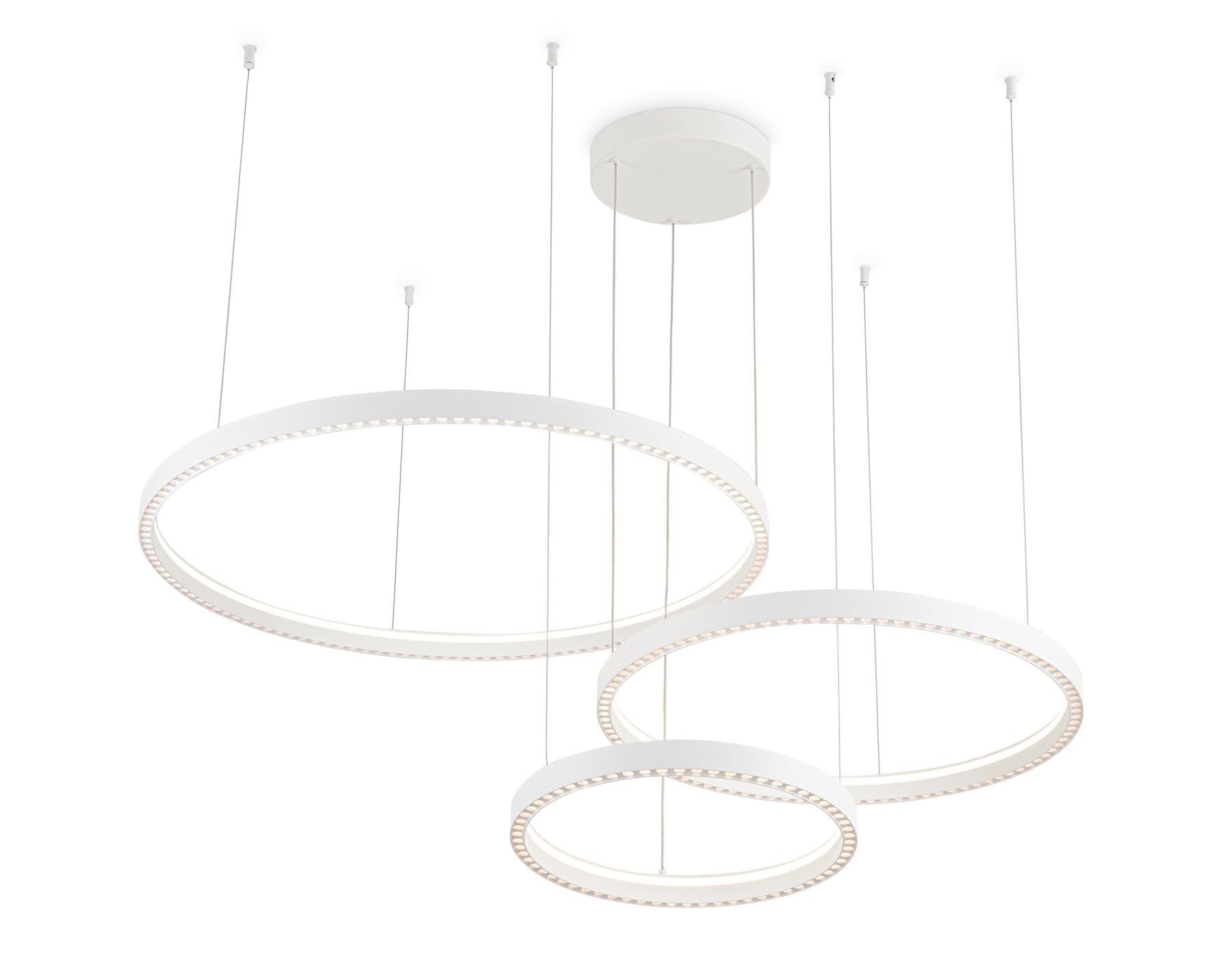 Ambrella Светильник подвесной светодиодный FL5881/3 WH белый 90W 3000K/4200K/6400K D800/600/400*1070 (без ПДУ) — миниатюра 1