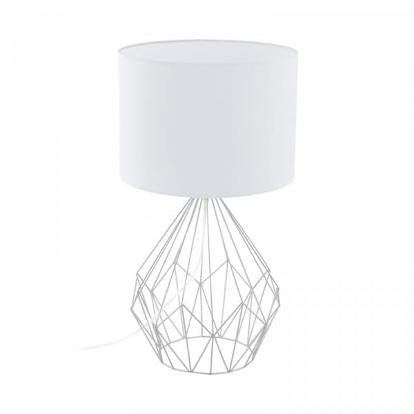 Eglo Лампа настольная PEDREGAL, 1х60W (E27), Ø350, H645, сталь, хром/ткань, белый 95187 — миниатюра 1