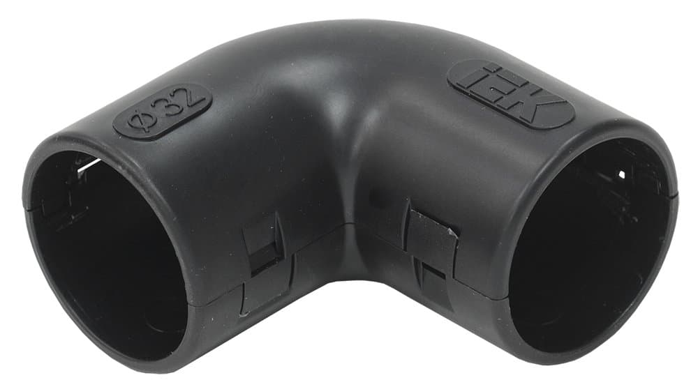 IEK ELASTA Поворот открывающийся на 90гр. CI32G черный (5 шт/комп) CTA10D-CIG32-K02-005