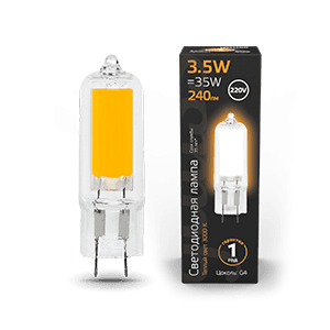 Gauss Лампа G4 AC220-240V 3.5W 240lm 3000K стекло LED 107807103