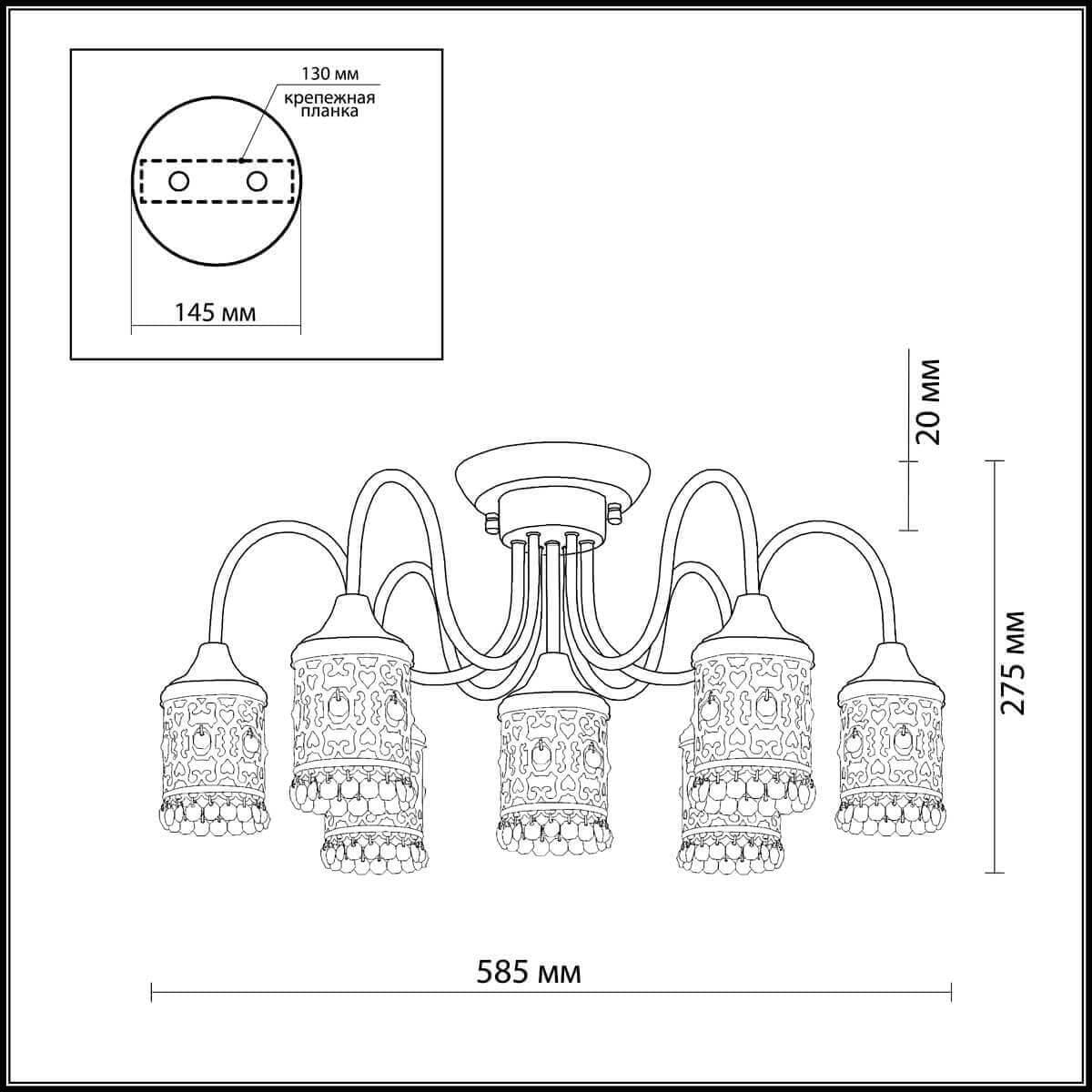 Odeon Light 2641/7C ODL14 240 "под бронзу"/хрусталь Люстра потолочная  E14 7*40W 220V Salona — миниатюра 3