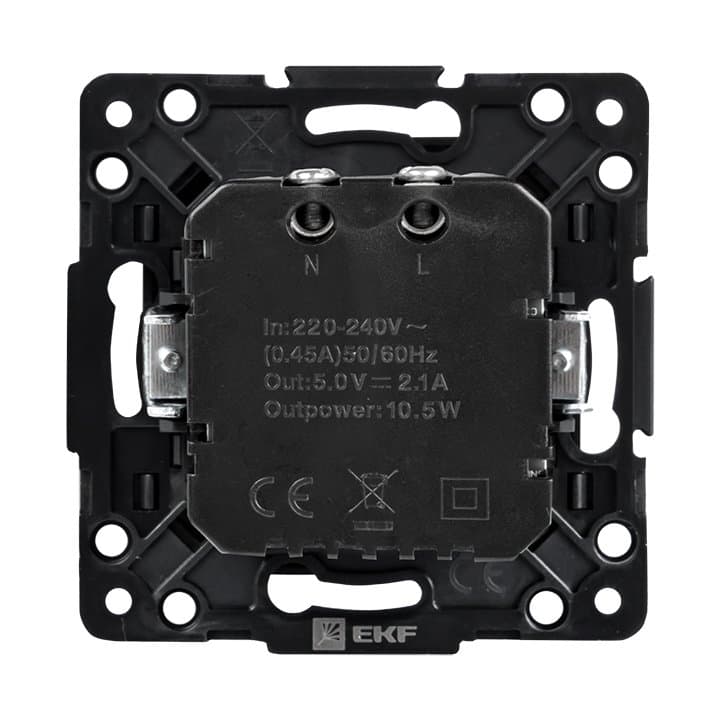 EKF PROxima Стокгольм Черный Розетка USB 2-ая, 2,1А — миниатюра 4