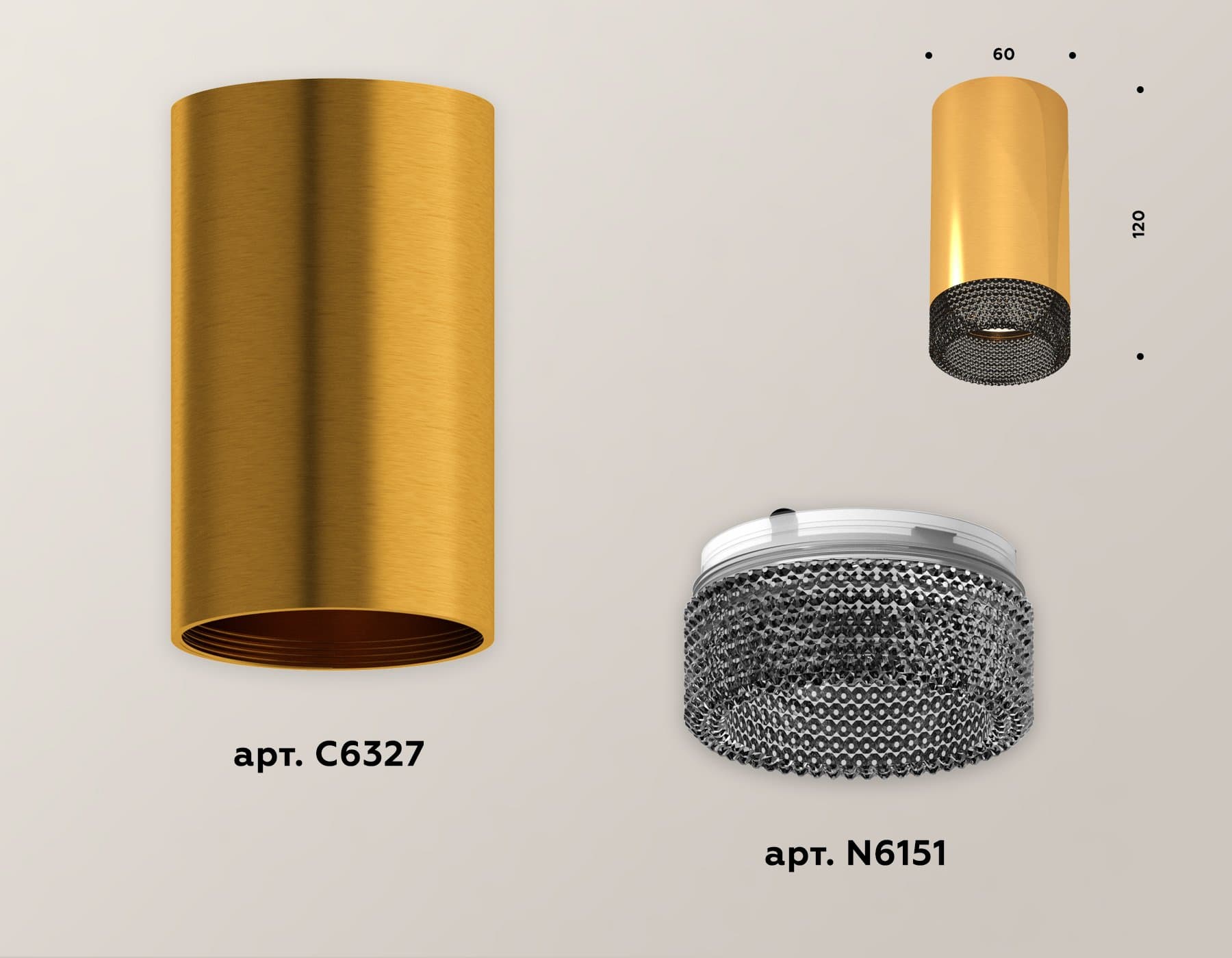 Ambrella Комплект накладного светильника XS6327011 PYG/BK золото желтое полированное/тонированный MR16 GU5.3 (C6327, N6151) — миниатюра 3