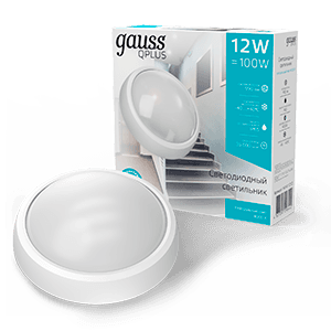 Gauss Светильник ЖКХ ECO 2.0 круг 12W 990lm 4000K 160-260V IP54 D175*76мм белый 141411212 — миниатюра 1
