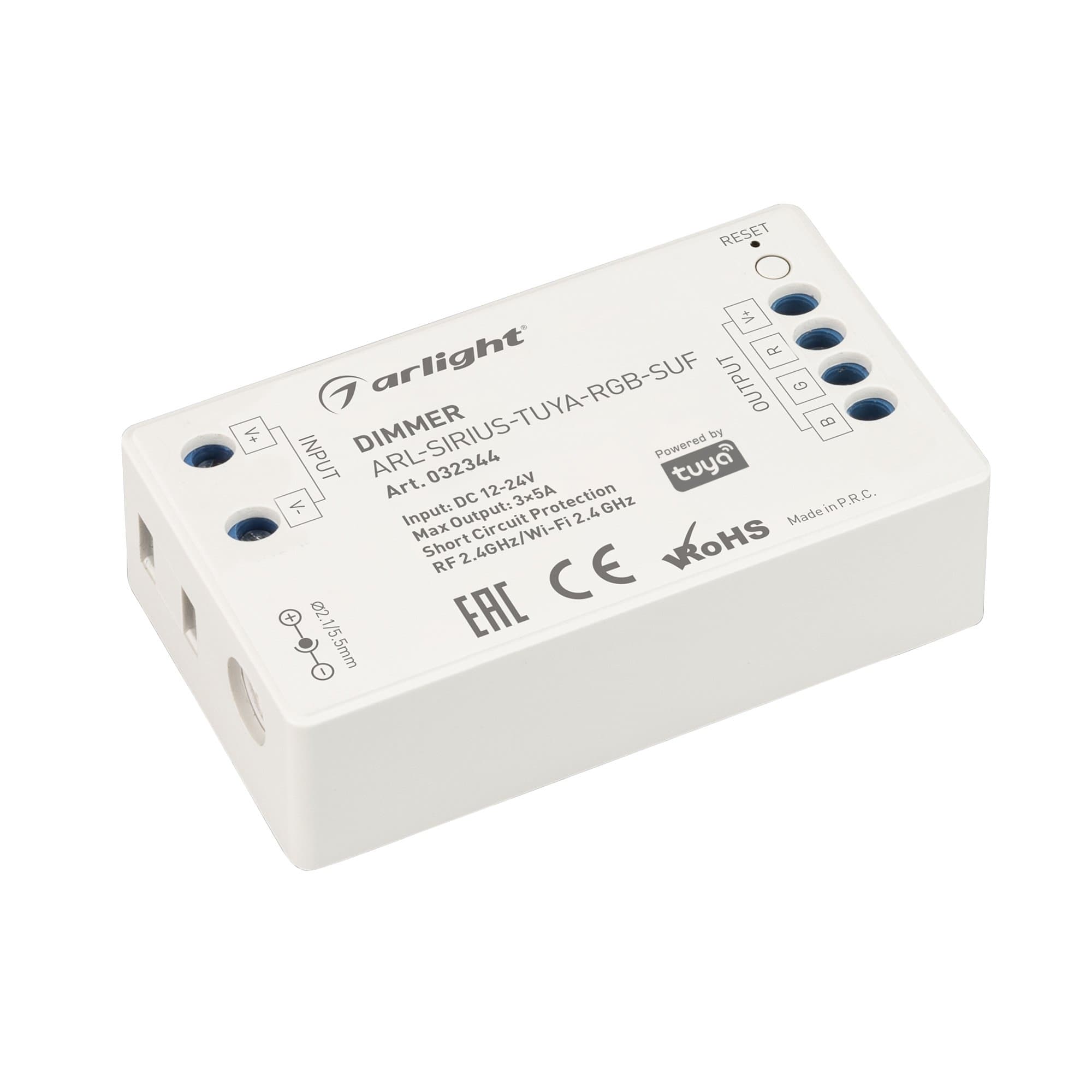 Arlight Диммер ARL-SIRIUS-TUYA-RGB-SUF (12-24V, 3x5A, 2.4G) (IP20 Пластик, 3 года) 032344
