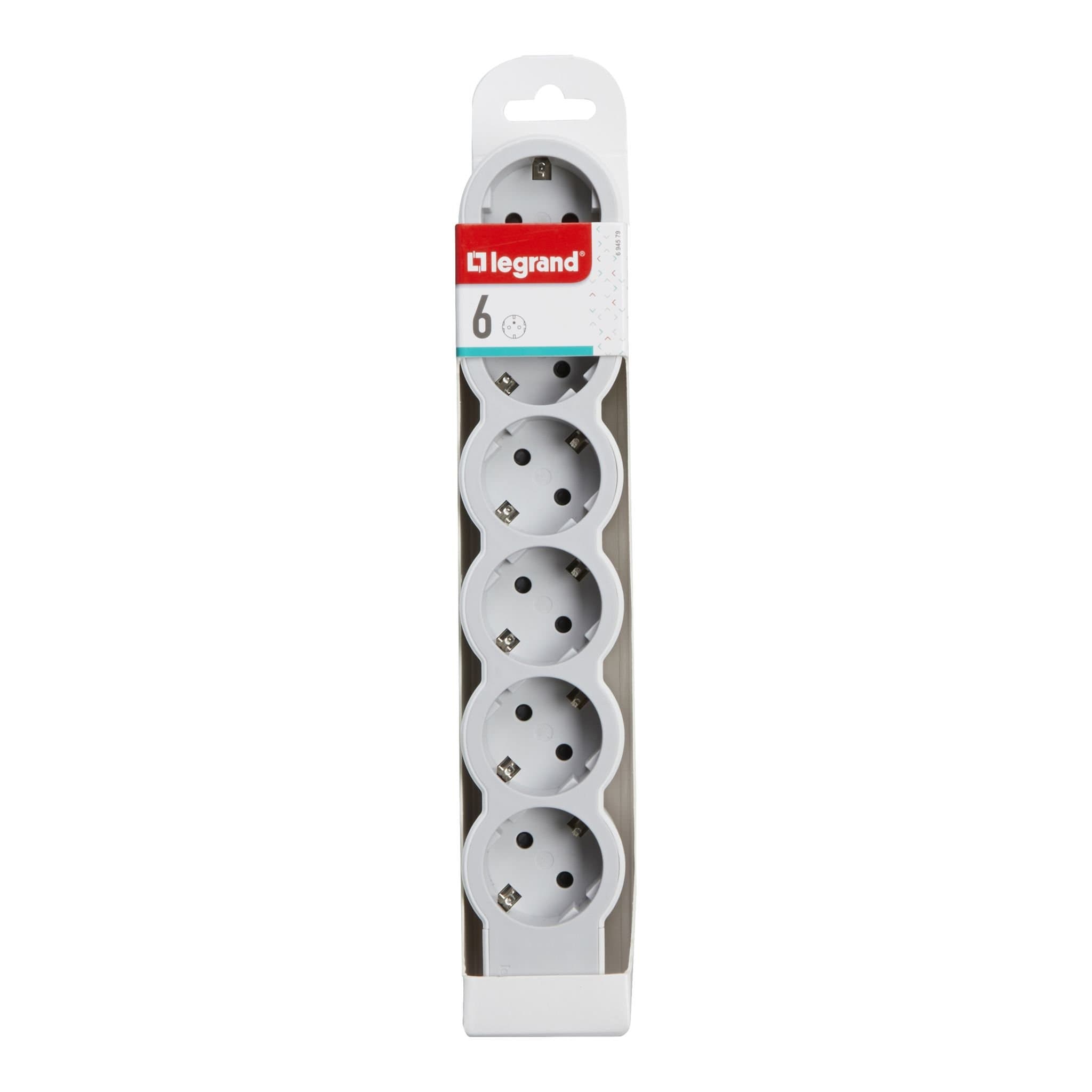 Legrand Revolution Стандарт Бело-серый Удлинитель 6x2К+З, без кабеля 694579 — миниатюра 2
