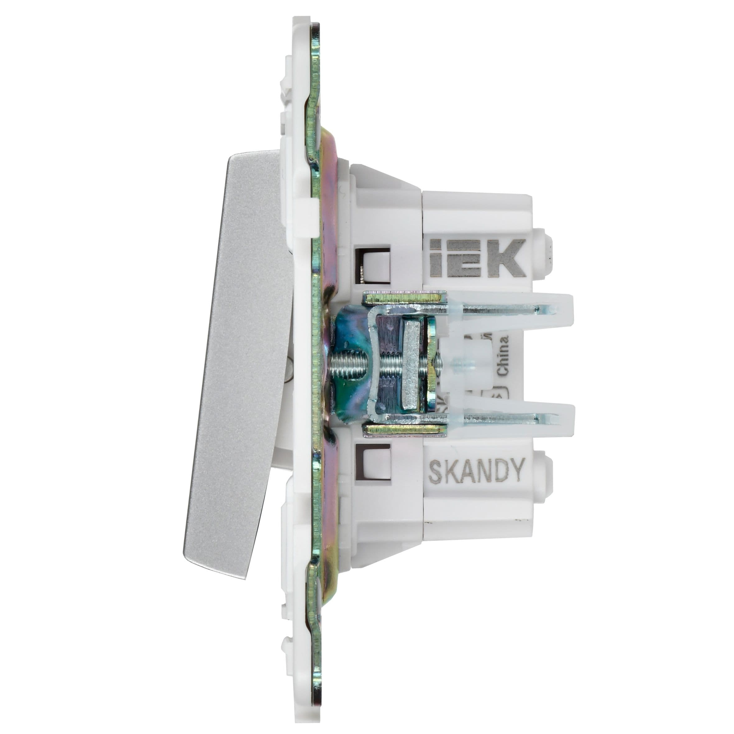 IEK SKANDY Серебряный Выключатель 2-клавишный перекрестный 10А SK-V06S — миниатюра 3