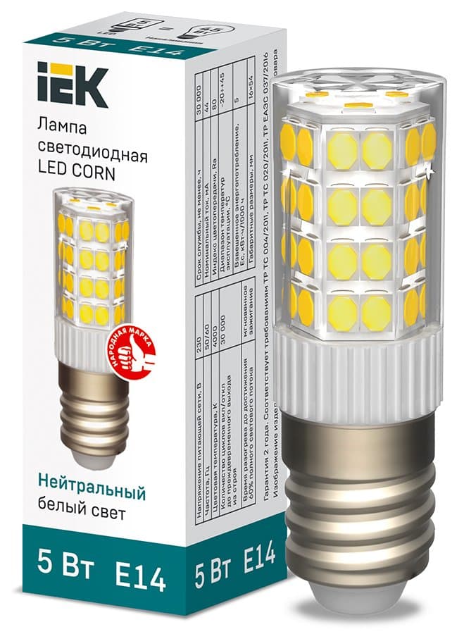 IEK Лампа LED CORN капсула 5Вт 230В 4000К керамика E14