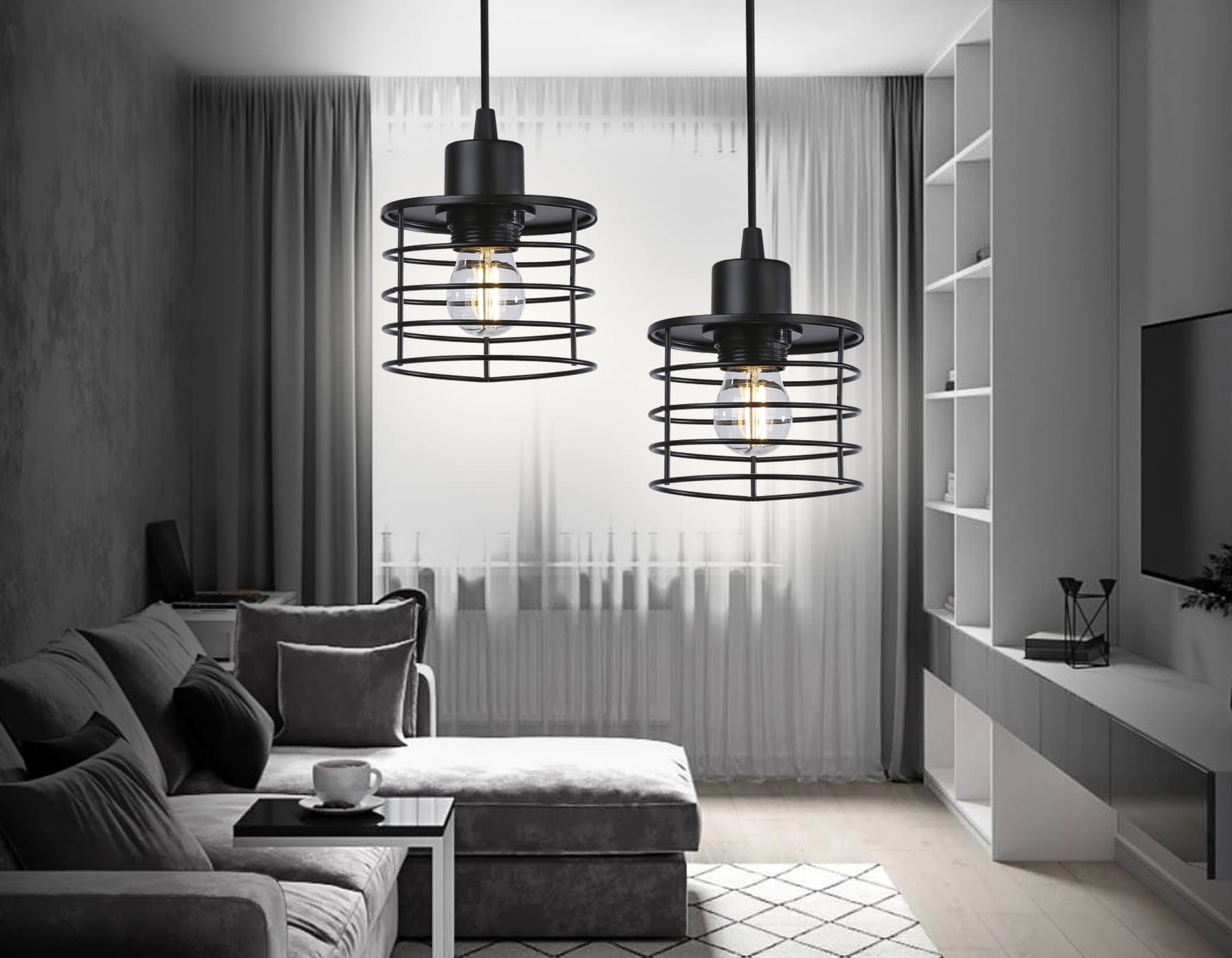 Ambrella Подвесной светильник в стиле лофт TR8068 BK черный E27 max 40W D120*950 — миниатюра 3