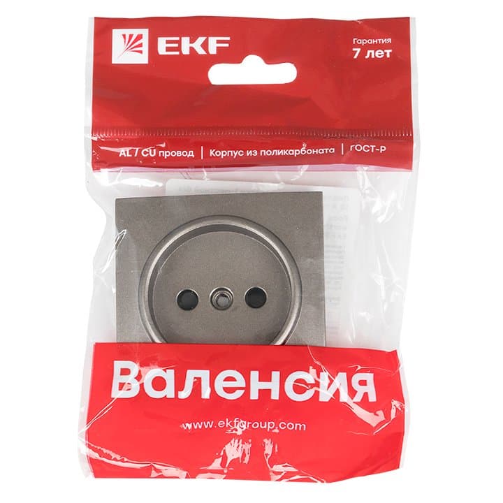 EKF PROxima Валенсия лицевая панель розетки 1-местной б/з 10 А графит с защ. штор. — миниатюра 3