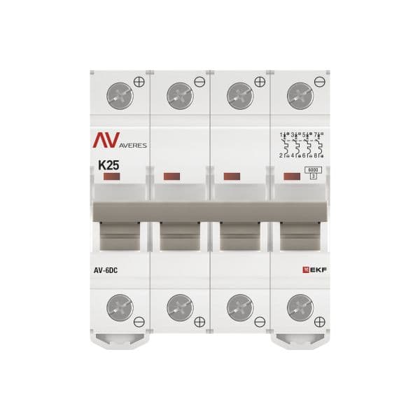 EKF Выключатель автоматический AV-6 DC 4P 25A (K) 6kA AVERES — миниатюра 4