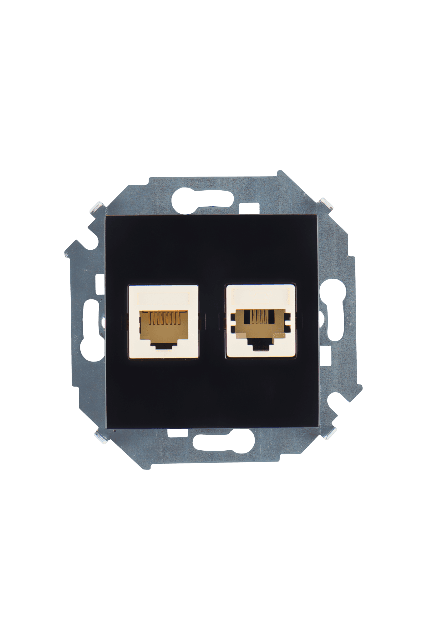 Simon 15 Черная Розетка ТЛФ + комп RJ11+RJ45 кат.5е 1591590-032