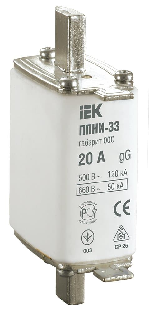 IEK Плавкая вставка предохранителя ППНИ-33, габарит 00С, 20А — миниатюра 1