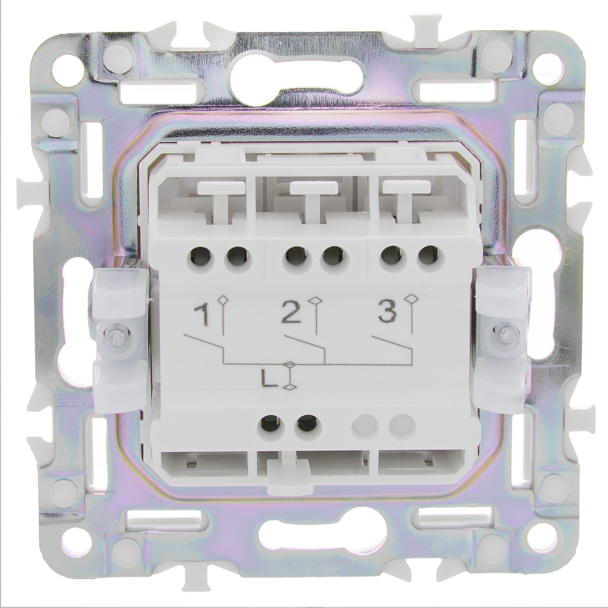 IEK SKANDY Серебряный Выключатель 3-клавишный 10А SK-V11S — миниатюра 3
