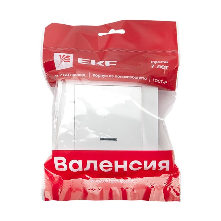 EKF PROxima Валенсия выключатель 1-кл. 10А белый с индикатором — миниатюра 2
