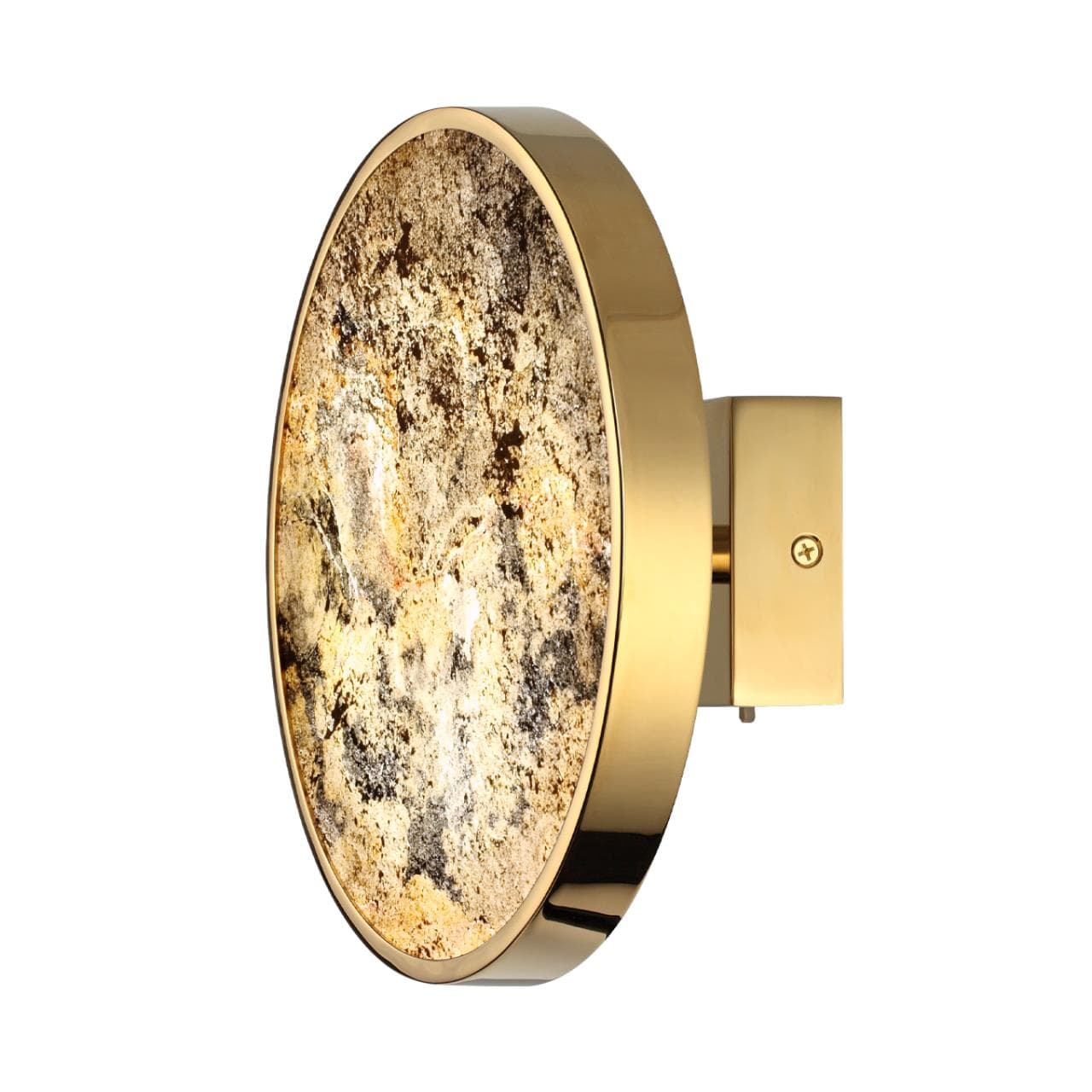 Odeon Light 5079/15WL L-VISION ODL24 зол./серо-бежевый/металл/натур.камень/акрил Настенн.светильн. с переключ.цветов.темпер. LED 15W 3000К/4000K/6000K