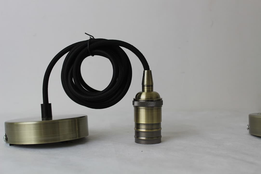SUN-LUMEN Ретро-патрон с подвесом провод Черный E14, 2x0,75, патрон Бронза, 2m 056-748 — миниатюра 3