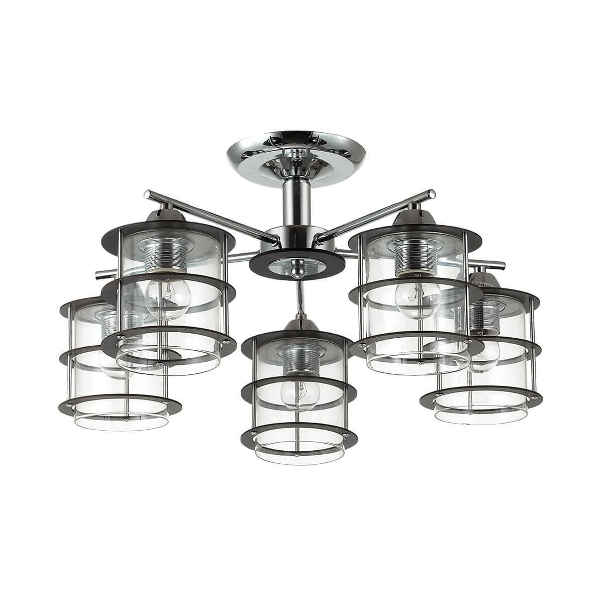 Lumion 3504/5C LN18 215 хром/плафон стекло/дерев.декор на плафоне Люстра потолочная Е27 5*60W 220V ROTONDUM — миниатюра 2