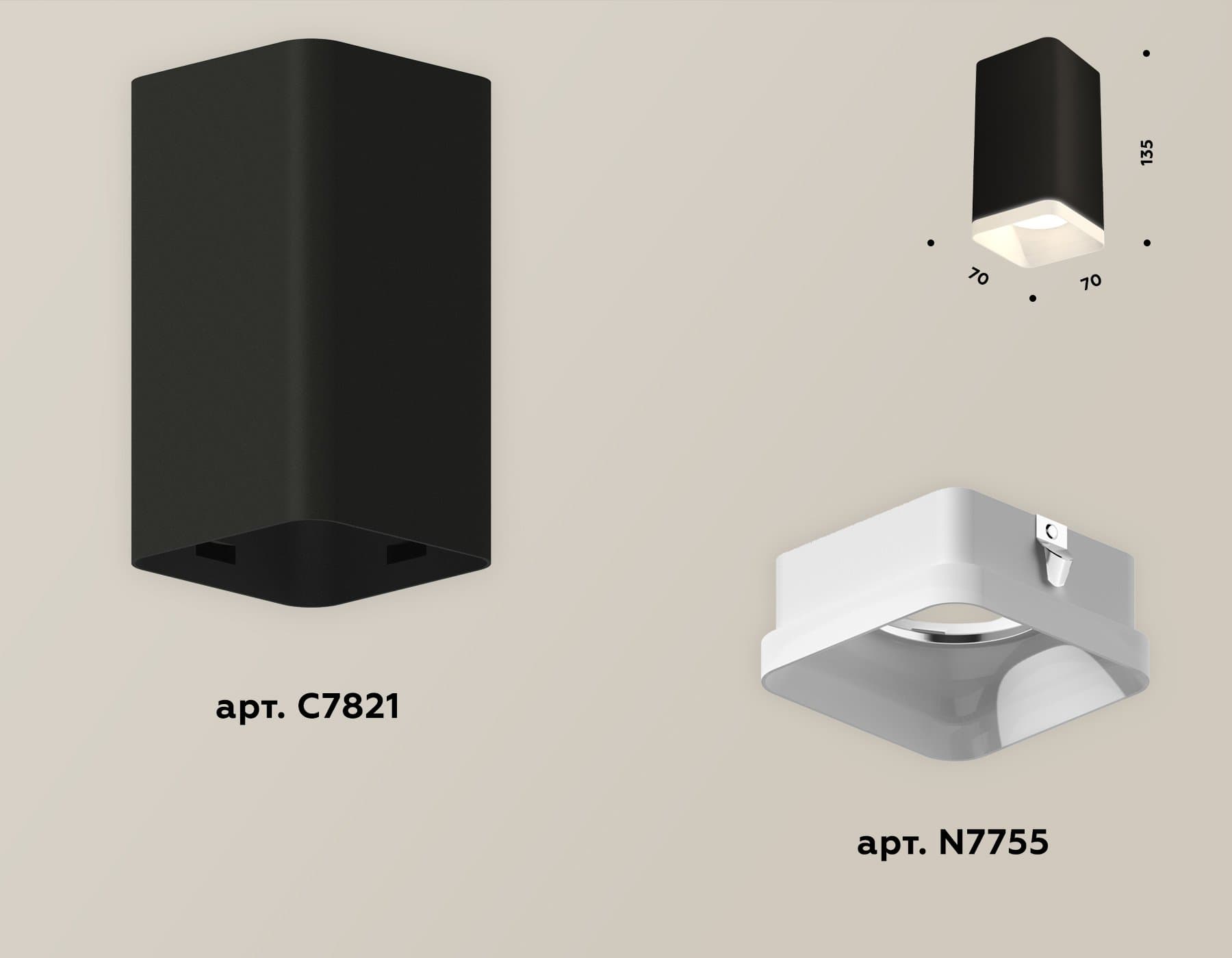 Ambrella Комплект накладного светильника с акрилом XS7821021 SBK/FR черный песок/белый матовый MR16 GU5.3 (C7821, N7755) — миниатюра 2