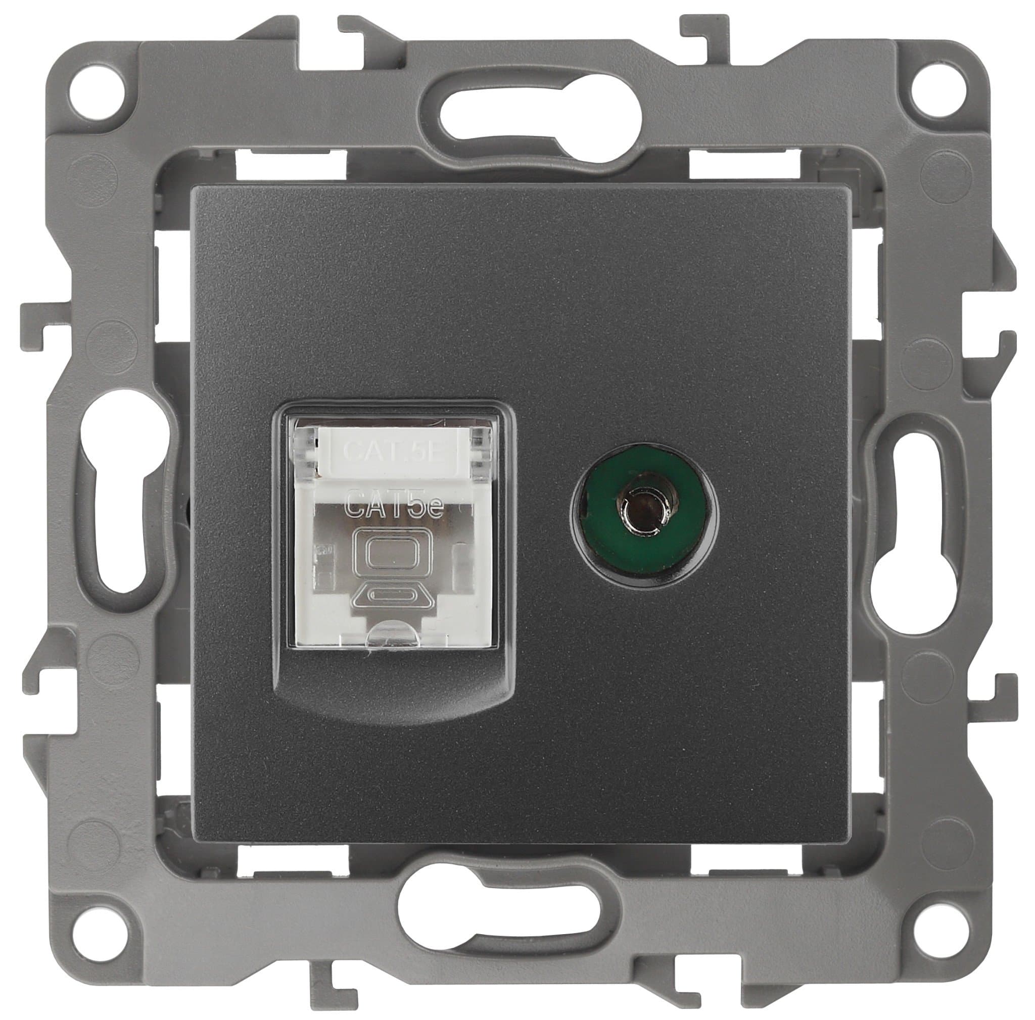 ЭРА 12-3110-12 Графит Розетка комбинированная RJ45+TV, IP20, 12