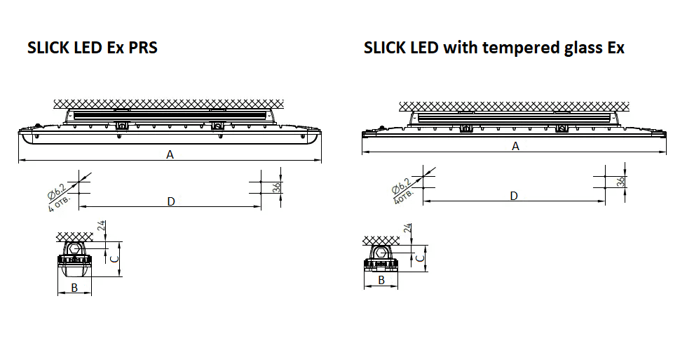 СТ SLICK.OPL LED 50 with driver box /matt tempered glass/ with through wiring Ex 5000K — миниатюра 3