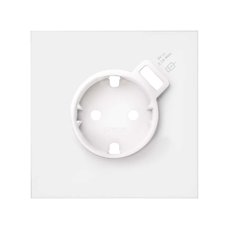 Simon 100 Белый матовый Кит 1 пост, фронт. Накладка на 1 розетку Schuko с з/у USB SC 10020109-230